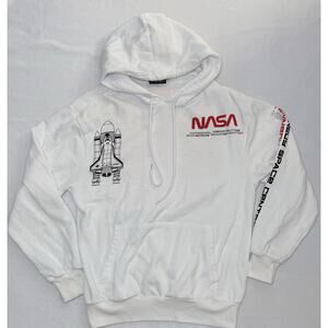 Hyper Space Men's NASA Astronaut Logo 2-Sided White Pullover Hoodie Size Small